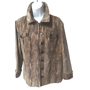 Like new Chico's Brown and metallic thread Jacket Size 2. Feels like flannel.